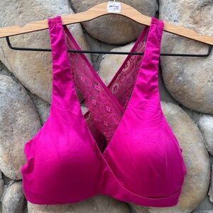 Gilligan & O'Malley Fuchsia Laceback Lounge Bralette